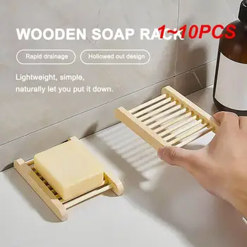 1 ~ 10ШТ Дървена рамка за сапун ястия, ръчно изработени творческа договорното тоалетен сапун за баня от естествен бамбук drop Изображение