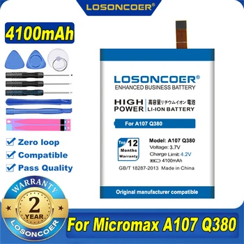 100% Оригинален нов батерия LOSONCOER с капацитет 4100 mah за мобилен телефон Micromax Q380 A107 Изображение