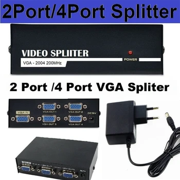 100шт Ивица на видео монитор VGA Конвертор 1 БР В 4-port на компютъра 1 вход 2 изхода 1X2 1x4 дървен материал SVGA, VGA Сплитер 1 вход 4 изход 200 Mhz Изображение