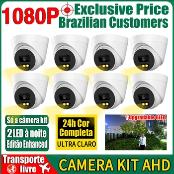 1080P 8-Канален Комплект Куполна камера за Видеонаблюдение AHD Комплект 24-Часов Полноцветного за Нощно Виждане 2MP Закрит HD Домашен Светлинен Монитор Комплект Система за Видеонаблюдение Изображение