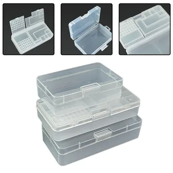 1бр Прозрачна кутия за съхранение, правоъгълен пластмасов държач, калъф-органайзер, контейнер за бижута, Обзавеждане за работилница нийл арт Изображение