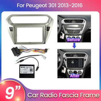 2 Din 9-Инчов Радиото в автомобила, За да Инсталирате DVD GPS Mp5 Пластмасова Рамка на предния Панел за Peugeot 301 CITRON ELYSEE 2014 Комплект за Закрепване на Таблото Изображение