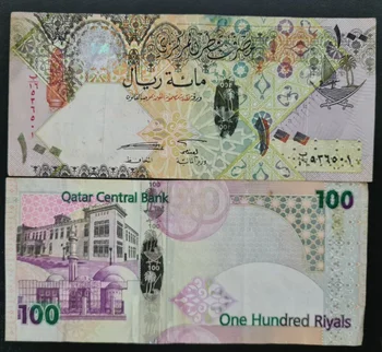 2007 Qatar 100 riyals оригинални банкноти XF (Fuera De uso Ahora Collectibles) Изображение
