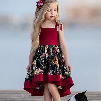 2023 Летни вечерни рокли за момичета, Детски рокли с цветя модел за момичета Костюм Дрехи за момичета Рокля на принцеса за деца Изображение
