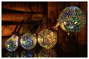 3D Украса Led крушка на Едисон Електрическа Крушка Звезда Фойерверки Лампа Празничен лека нощ Новост Коледна Елха Изображение