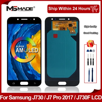 AMOLED На Samsung Galaxy J730 LCD J730F J7 Pro 2017 LCD Сензорен дисплей и Цифров Преобразувател В Събирането За Samsung J7 2017 Display Изображение