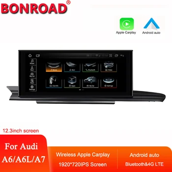 Bonroad Android и Apple Carplay Мултимедийно Радио За Audi A6 C7 A7 2012-2019 Монитор Авто Плейър GPS Навигация Екран Blueooth Изображение