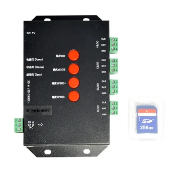 DC5V T-4000TTL RGB контролер SD-карта led пиксельный контролер T-4000S, може максимално да се контролира 4096 пиксела за SK6812 WS2811 WS2801 WS2813 Изображение