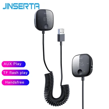 JINSERTA USB FM-предавател Безжичен 3.5 ММ AUX Аудиоприемник TF Карта Музикален Автомобилен MP3 Плейър Bluetooth 5,0 Комплект за Кола 