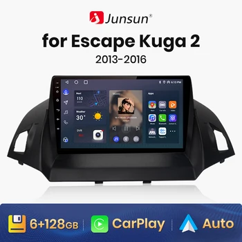 Junsun V1Plus AI Voice 2 din Радио Мултимедия За Ford Escape, Kuga 2 2013-2016 Безжичен Carplay 4G Android GPS 12 Изображение