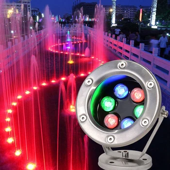 Led фонтан от неръждаема стомана с регулируем ъгъл на наклона IP68 AC 12V RGB, което променя цвета си, подводна лампа за гмуркане Изображение