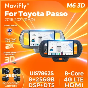 Navifly Android Авто Радио-Видео за Toyota Passo 2016-2021 RHD Стерео Мултимедиен Сензорен Екран, GPS Навигация CarPlay Auto Изображение