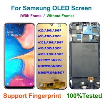 OLED дисплей За Samsung Galaxy A20 A30 A307 A50 A507 M21 M30 M307 LCD дисплей С Сензорен Екран Дигитайзер С Подмяна на Обхвата На събирането на Изображение