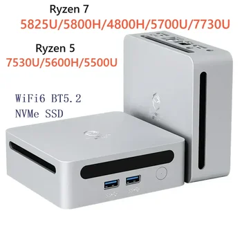 SZBOX Ryzen 7 5825U 5800H 4800H 5700U 7530U 5600H Мини-КОМПЮТЪР WiFi6 BT5.2 Windows 11 DDR4 3200 Mhz NVMe SSD Слот Настолен компютър Изображение