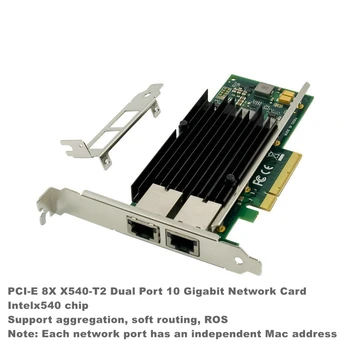 X540-T2 Чипсет Intel X540 PCIe X8 с двойно пристанище Tembaga RJ-45 10 gbps Ethernet Jaringan Kartu Compatibel Изображение