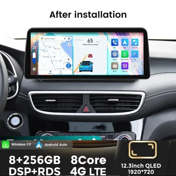 Авто мултимедиен плейър Android 12 с 12,3-инчов IPS-screen tv за Hyundai Tucson 2017-2021 8 + 128 G Wi-Fi Авторадио GPS Навигация Изображение