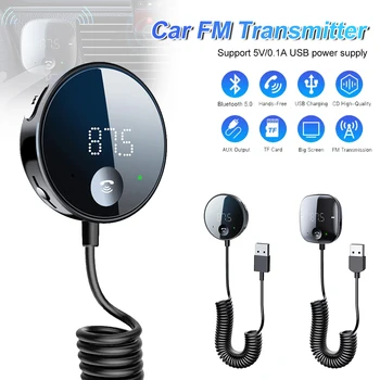 Автомобилен FM трансмитер MP3 плеър, Безжичен стереоадаптер Bluetooth 5.0 Изход AUX Подкрепа TF карта с изход USB Високоговорител Изображение