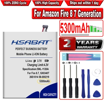 Батерия HSABAT 5300mAh 26S1014 58-000219 за Amazon Fire 8 7 Поколение, Fire 8.7, SX0340T Tablet Pad Изображение