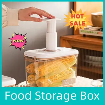 Вакуум кутия за съхранение на хранителни продукти, Херметична кутия за съхранение на пресни продукти, Диспенсер за храни с Голям капацитет, Прозрачен контейнер за съхранение с вакуум помпа Изображение