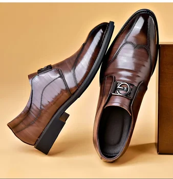 Висококачествени ежедневни оксфордские модела обувки, мъжки обувки, за костюми, изкуствена кожа, Сватбени и Официални Бизнес обувки с плоска подметка, Италиански обувки голям размер Изображение