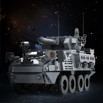 Военен брониран танк MOC Градивен елемент на Военния бронетранспортьор M1296 Stryker ICVV-D комплект бойна машина Тухла Детски играчки за рожден ден Изображение