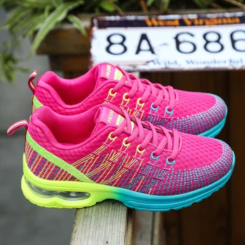 Дамски маратонки за бягане, улични дишащи модни маратонки за бягане, обувки за фитнес, маратонки с цветна възглавница, женски маратонки Изображение