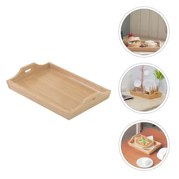 Дървена Сервировочный поднос за закуска с дръжки Идеална Кухненска дъска за съхранение на месо, Сирене и зеленчуци Изображение