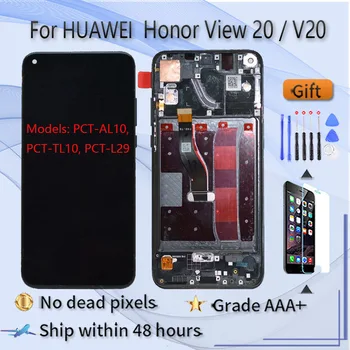 За HUAWEI Honor View 20/V20 PCT AL10 TL10 L29 LCD екран възли с докосване на стъклото на предния панел, черен Син Червен Изображение