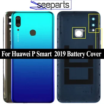 За Huawei P Smart 2019 POT-LX3 POT-L23 POT-LX1 POT-L21 POT-LX2 Задния Капак на Отделението за батерията, на вратата на достъпа на Корпуса, Задни Стъклени детайли Изображение