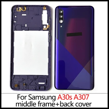 За Samsung Galaxy A30s A307 A307F A307G Пълно тяло Средната Рамка + Задния капак на Отделението за батерията Задната Врата + обектив + Стикер Изображение