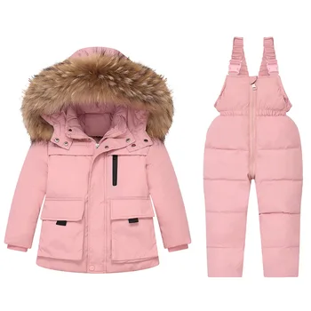 Зимен гащеризон с качулка за новородено, пуховик за малки момиченца, дрехи за деца 0-5 години, детски зимен загрята топла пуховик Изображение