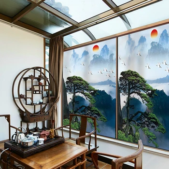 Китайското стъкло прозрачен непрозрачна мебелното фолио мат етикети стикери за декорация на спалнята Изображение