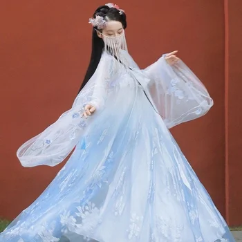 Китайското Традиционната рокля на принцеса Ханфу на Жената е мило Дантелено Рокля с бродерия, Cosplay, Страхотна Старинни Дрехи, дрехи за винтажной Денс парти, рокля за парти Изображение