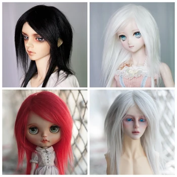 Кожа перука за кукли BJD с дълъг шипом 4 цвята за умни кукли 1/3 SD Dollfie Dream Pullip и Blythe Изображение