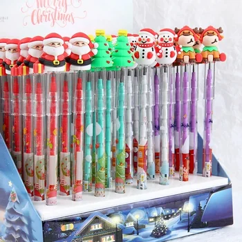 Коледен механичен молив 28/56шт Японски молив Kawaii без изрезки, канцеларски материали за начално училище, детска живопис, подаръци опаковка Изображение