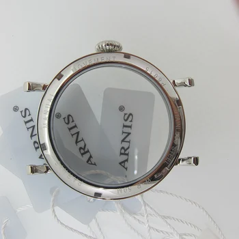 Корпус часа от неръждаема стомана 316L, Подходящ за механизма на 6498/6497, 46 мм Сребърни Часовника от надраскване-минерал кристал, аксесоари за часовници Изображение