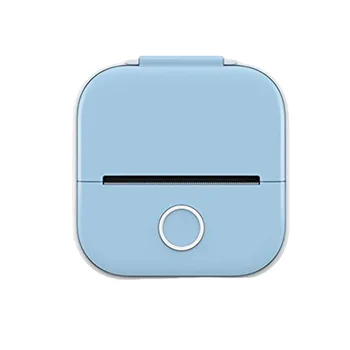 Мини джобен принтер, нов преносим принтер мигновени стикери, джобен термопринтер за създаване на етикети (син) Изображение