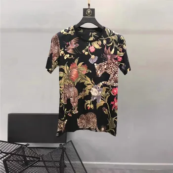 Модерни мъжки блузи и тениски YF1082, луксозни тениски за подиум 2022 известна марка, Европейски дизайн, къси тениски за партита с принтом Изображение