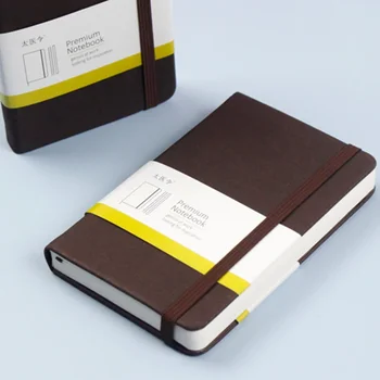 Нов хит на продажбите, джобен бележник кафяв цвят A6, мини-бележник с твърдо покритие, дневник на ремешке с чиста страница, можете да използвате и като подарък Изображение