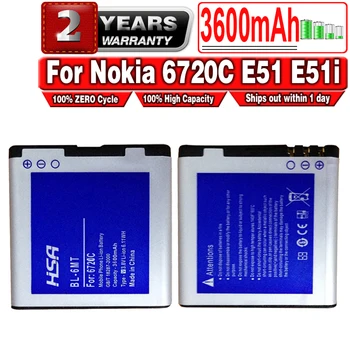 Нова батерия 3600 mah BP-6MT/BP 6MT се Използва за батерията на телефона е Nokia E51/N82/6720C Изображение