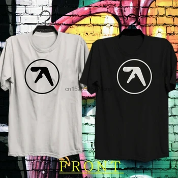 Нова мъжки черно-бяла тениска с логото на Aphex Twin # 039s Изображение