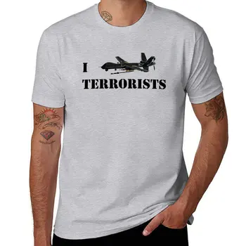 Нова тениска I MQ-9 Terrorists, тениска за момче, естетична облекло, тениски оверсайз, тениска на поръчка, мъжки дрехи Изображение