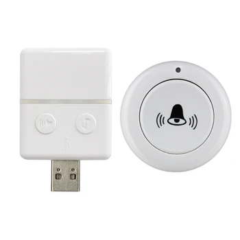 Обновен безжичен USB-звънец с музика, домашен звънец за възрастните хора, за спешни повиквания Изображение