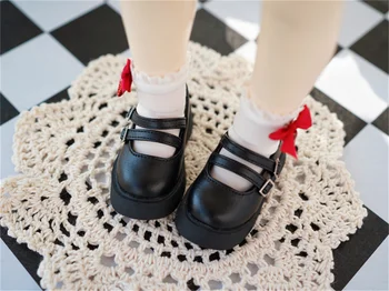 Обувки BJD MSD е Подходяща за кукли 1/4 и размера на 1/6 малки кожени обувки с кръгла глава и двойна катарама за кожени обувки и аксесоари за кукли BJD Изображение