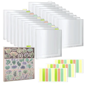 Органайзер за съхранение на хартия за албуми от 20 части, Прозрачен винил хартия за бродерия PVC джобове за съхранение на снимки на оригами и декупажа Изображение