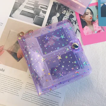 Портативен фото албум от мек прозрачен PVC със звездите, албум желеобразного цветове за мини-Instax и албум за именни карти със снимки Изображение