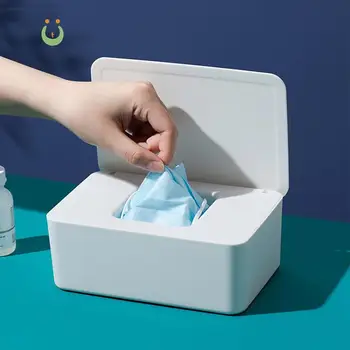 Прахоустойчив кутия за съхранение на влажни кърпички с капак, домашна настолна кутия за съхранение на салфетки, преносим опаковка мокри кърпички Изображение
