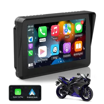 Преносима навигация LANTU Carplay с 5-инчов сензорен екран, Безжична CarPlay/ Android Auto за мотоциклет, водоустойчивост IPX7 Изображение