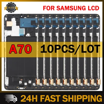 Продажба на едро на 10 бр./лот OLED дисплей за Samsung A70 2019 A705F A705FN LCD дисплей със сензорен екран в рамка при събирането на A70 A705M Изображение