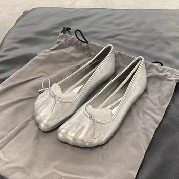 Пролетно обувки Mary Jane 2023 Модни Дамски обувки на плоска подметка с кръгло бомбе Дамски Елегантни Улични кожени обувки Изображение